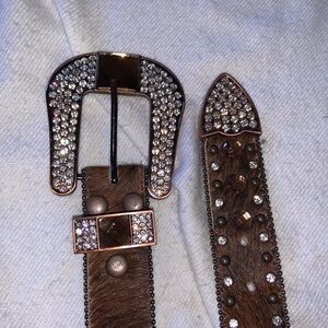 Nocona crystal bling western belt hair cowhide rodeo horse show belt M cowgirl